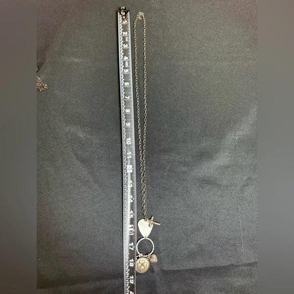 Silver and Abalone Fender Guitar Pick Pendant Necklace 🤍 Cross Heart and Clover - Picture 6 of 6